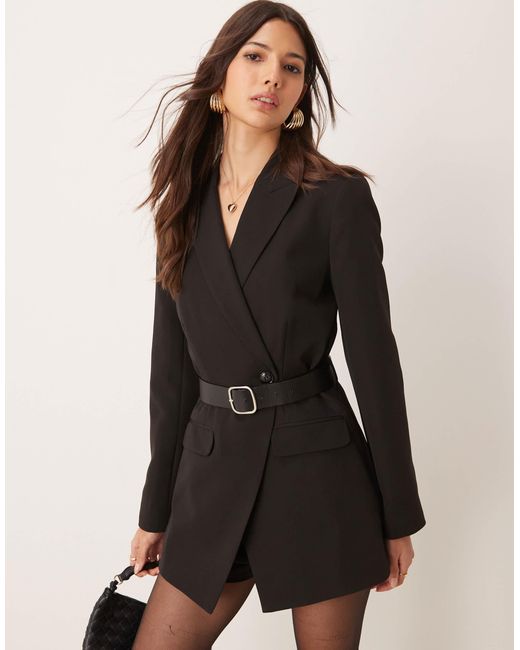 Miss Selfridge Gray Belted Blazer Dress Playsuit