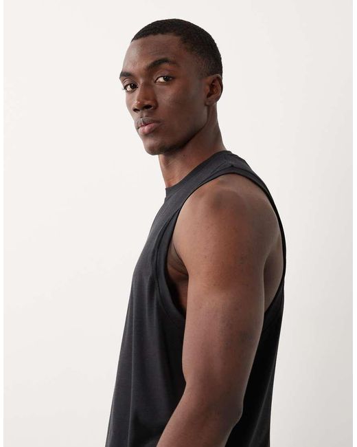 4505 Black Performance Dropped Armholes Quick Dry Jersey Training Tank Top for men