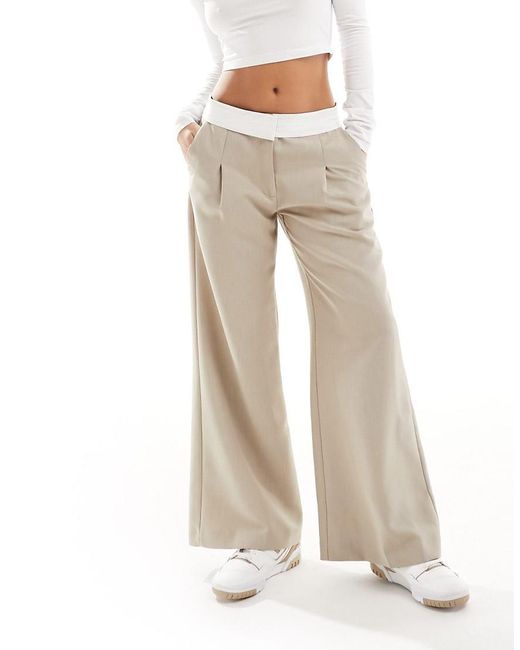 Miss Selfridge White Fold Over Waistband Trouser