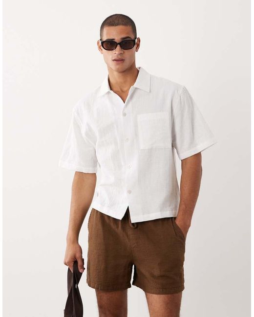 ASOS White Wide Textured Shorts for men