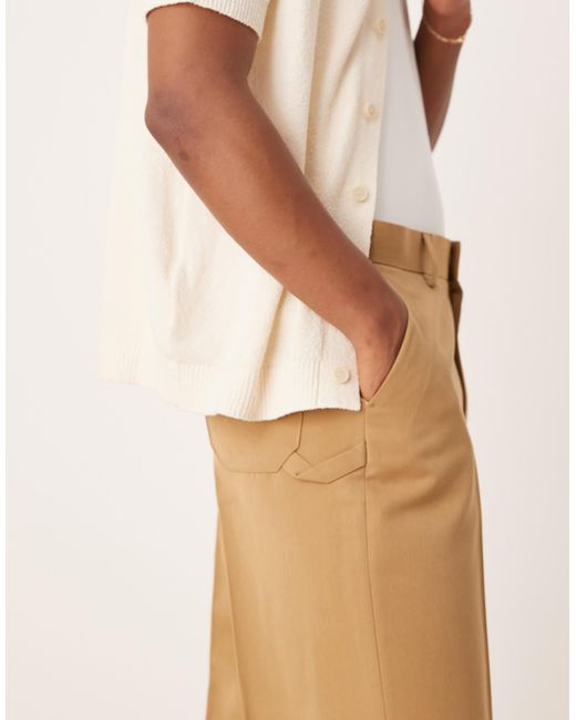 ASOS Natural Smart Wide Leg Trousers With Carpenter Pocket for men