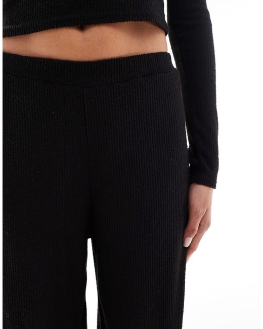 Kaiia Black Exclusive Soft Rib Wide Leg Trousers Co-Ord