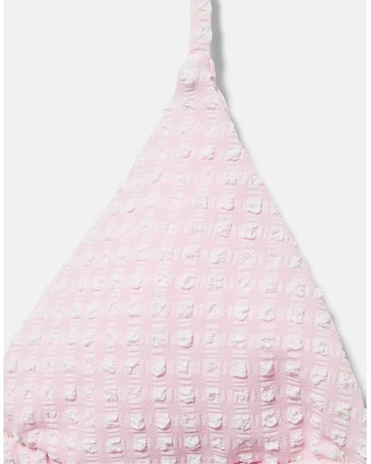 Pull&Bear Pink Gingham Bikini Top