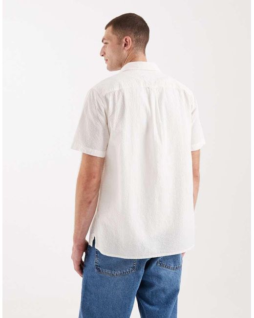 Tommy Hilfiger White Seersucker Short Sleeve Shirt for men