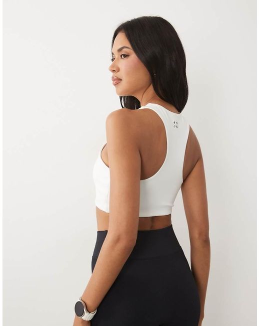 4505 White Active Racer Back Medium Support Sports Bra