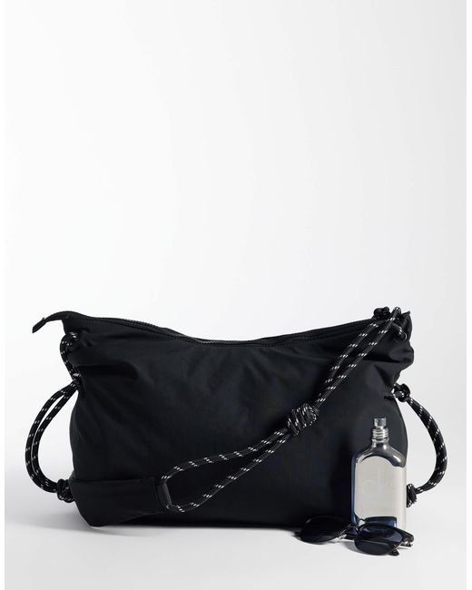ASOS Black Nylon Slouch Sling Crossbody Bag for men
