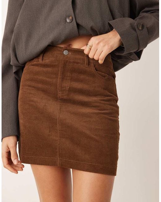 Threadbare Brown Cord Mini Skirt