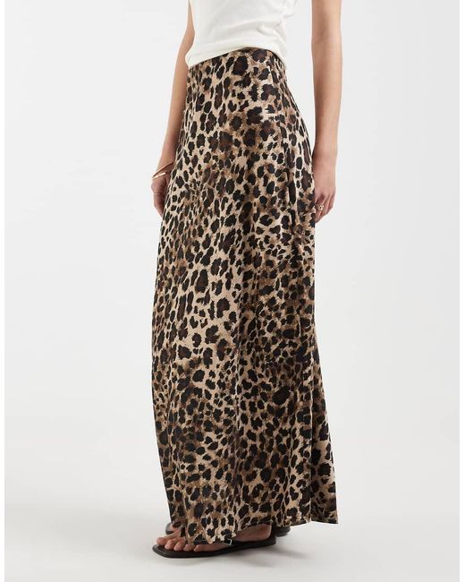 ONLY Brown Satin Maxi Skirt
