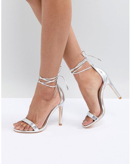 True Decadence Metallic Ankle Tie Heeled Sandals