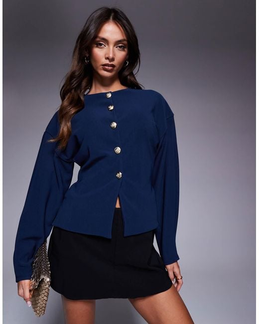 ASOS Blue – geripptes, strukturiertes oberteil
