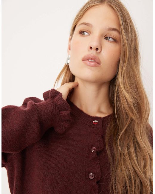 Jdy Purple Frill Details Knitted Cardigan