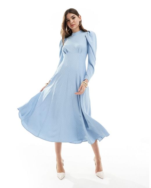 Closet Blue Puff Sleeve Midaxi Dress
