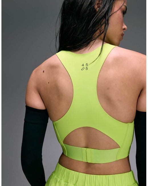 4505 Green Premium High Impact Zip Front Running Sports Bra With Adjustable Straps And Reflective Detail
