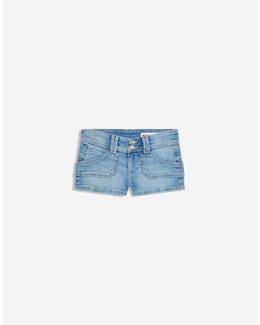 Bershka Red Denim Mini Shorts