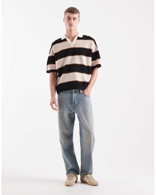 ASOS Multicolor Relaxed Knit Striped Polo for men