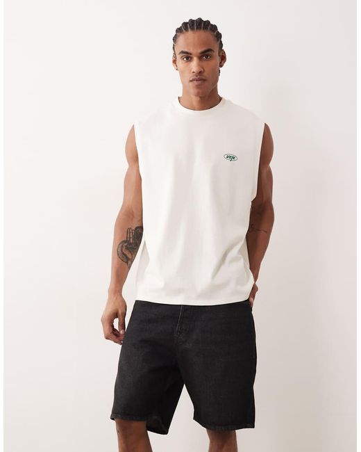 Jack & Jones White Tony Loose Denim Shorts for men