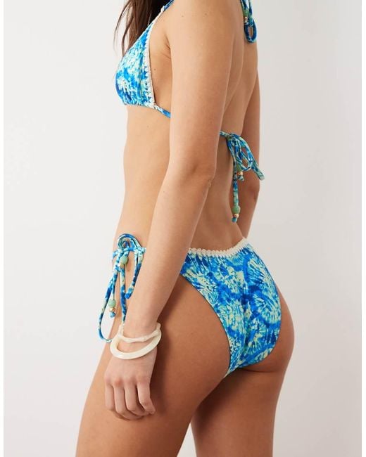 Kulani Kinis Blue Tidal Glow Tieside Cheeky Bikini Bottom