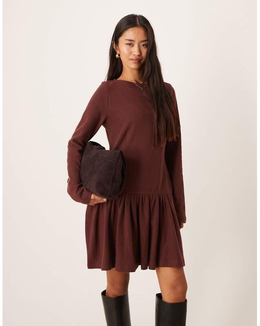ASOS Natural Supersoft Dropped Corset Waist Detail Mini Dress