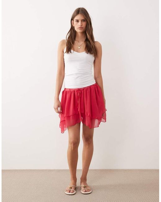 Miss Selfridge Red Laye Mini Skirt