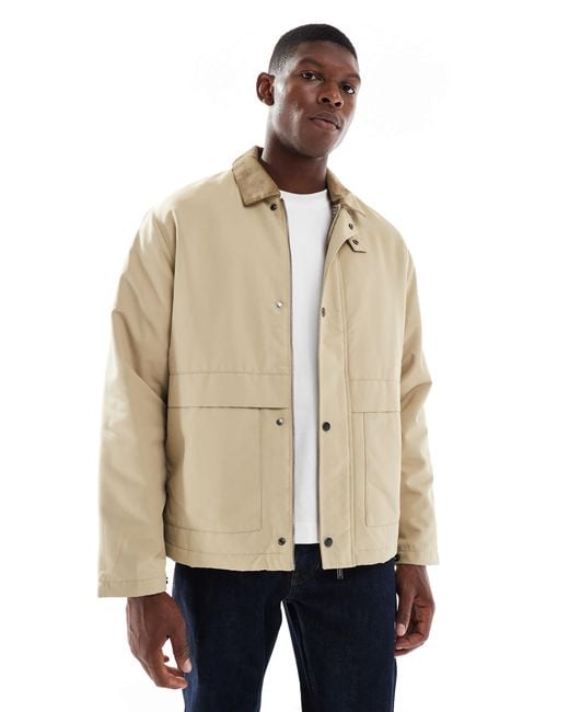 Only & Sons Natural Cord Collar Padded Coach Jacket for men