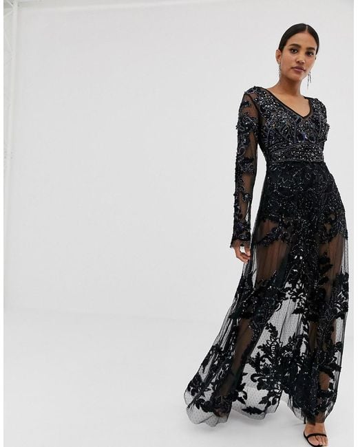 A Star Is Born Black Allover Embellished Maxi Dress