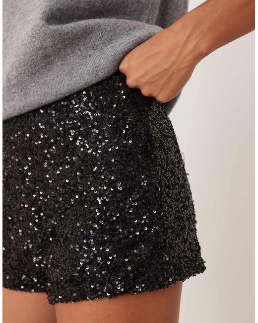 Never Fully Dressed Gray Petite Sequin Hotpant