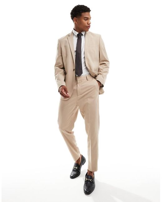 ASOS Natural Tapered Suit Trousers for men