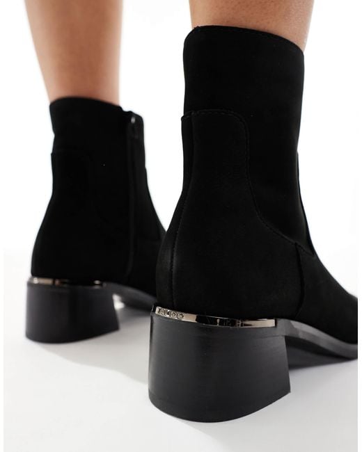 ALDO Black Meraendar Block Heel Ankle Boots With Metal Detail