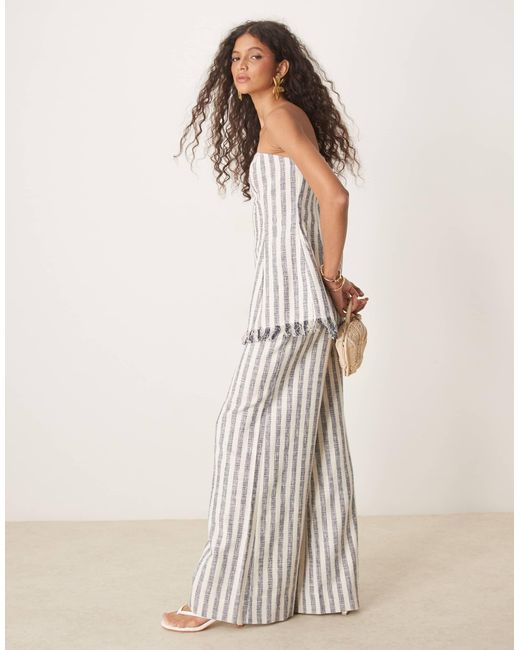Pantalon d'ensemble ajusté en bouclé à rayures ASOS en coloris Natural