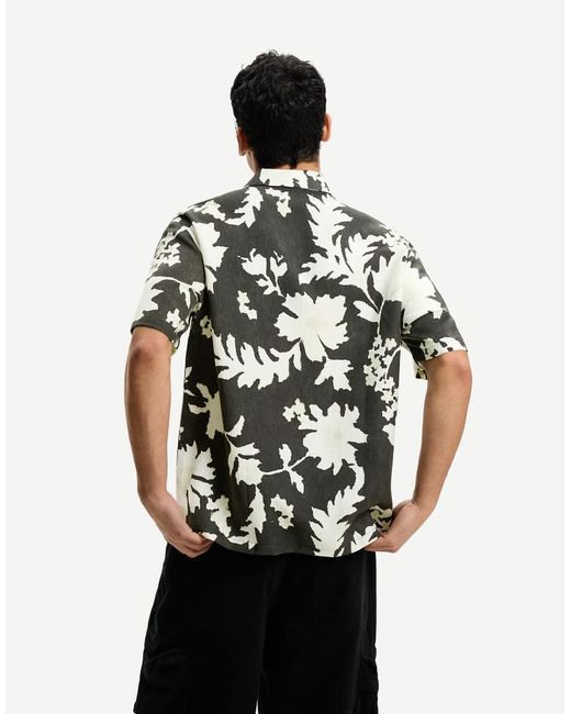 Bershka Overhemd Met Korte Mouwen En Print in het Black voor heren