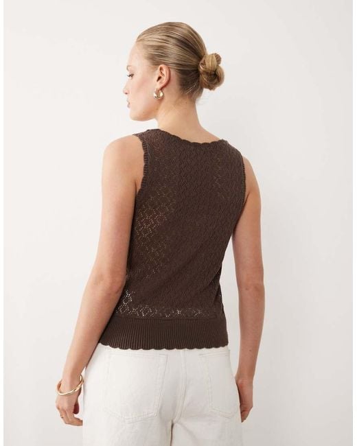 Abercrombie & Fitch Brown Crochet Cinched Waist Top