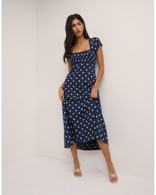 Nobody's Child Blue Polka Dot Charlotte Midi Dress