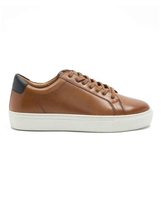 Thomas Crick Brown 'Evers' Casual Lace-Up Leather Sneakers for men