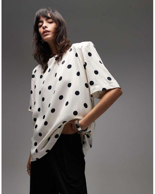 ASOS Gray Satin Shoulder Pad T Shirt
