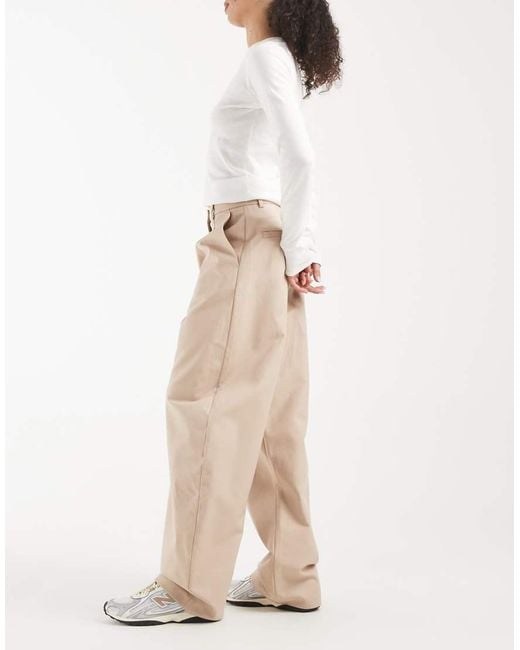 ASOS Natural Tailored Cotton Sateen Barrel Leg Trousers