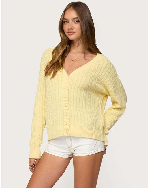 Edikted Yellow Francine Oversized V Neck Cardigan
