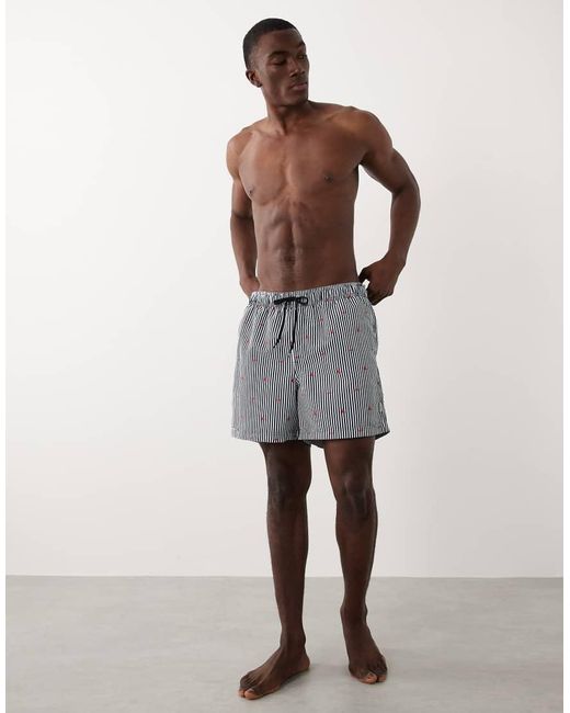 JJ Rebel Brown S Stripe Swim Shorts With Boats for men