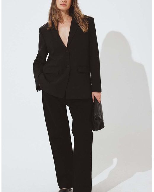 NA-KD Black Oversized Open Back Blazer