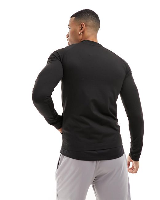 ASOS 4505 Black Long Sleeve Muscle Fit Zip-up Training Track Top for men