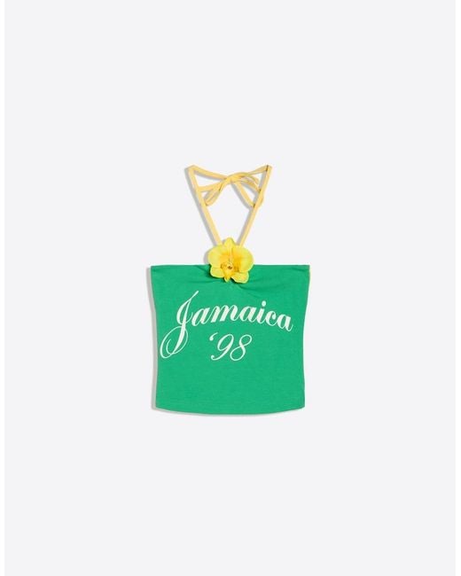 Bershka Green Halter Top With Floral Print