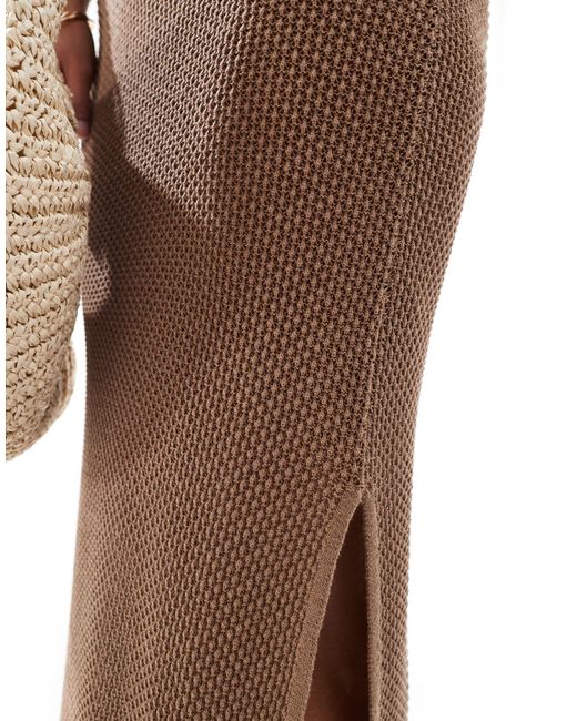 Collusion Brown Textured Knitted Maxi Skirt