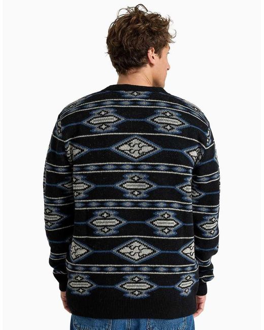 Billabong Black Ranchero Crew Neck Jumper Made Of Acrylic And Wool Thread for men