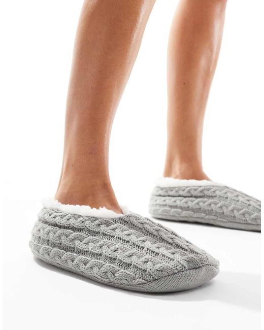 ASOS Gray Zakki Cable Knit Sock Slippers