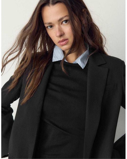 Stradivarius Black Open Blazer