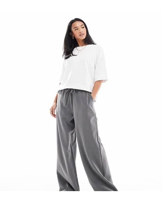 Stradivarius Gray Petite Pull On Trouser