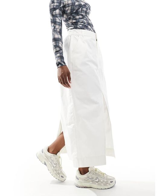 Nike White Msc Twill Maxi Skirt