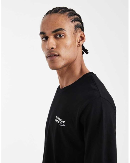 JJ Rebel Black Oversized T-Shirt With Logo Back Print for men