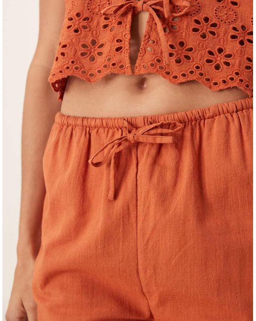 Iisla & Bird Orange Ruffle Front Beach Trouser Co-ord