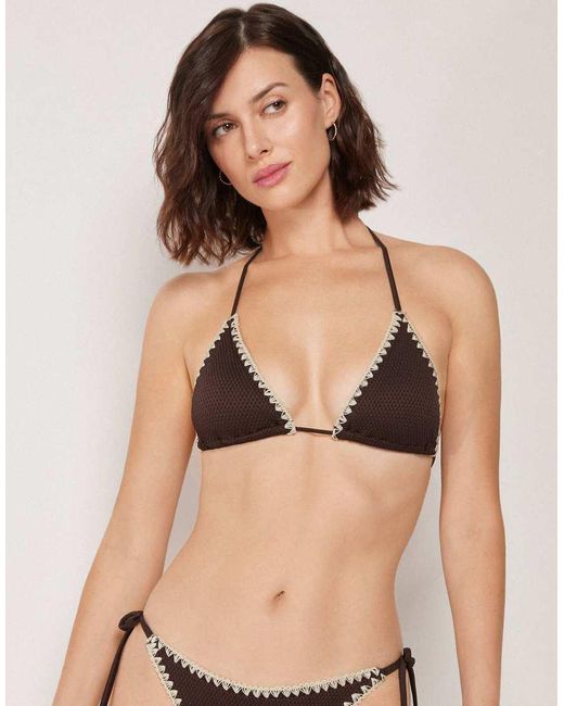 Calzedonia Natural Triangle Bikini Top Bicolor Embroidery