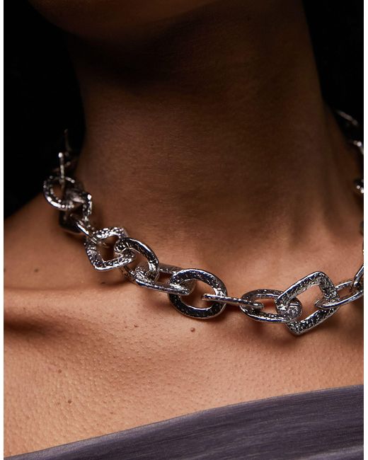 TOPSHOP Black Nicole Chunky Square Chain Necklace